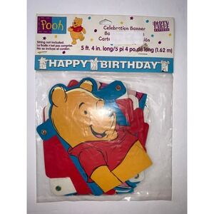 Vtg Disney Winnie the Pooh Happy Birthday Celebration Banner Party Express